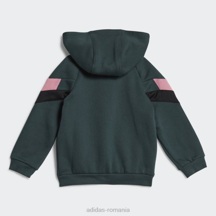 Adidas set de hanorace cu fermoar complet verde mineral copii verde mineral/negru/roz 2JBN18817