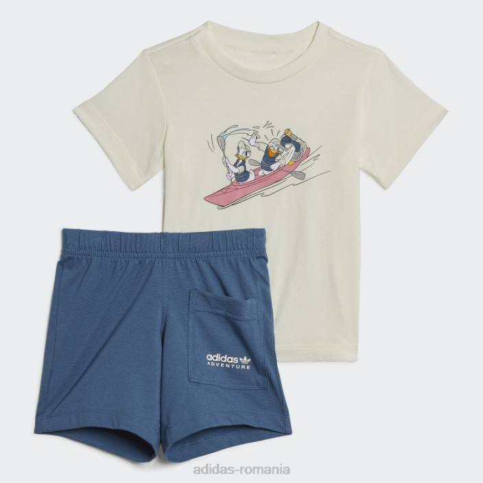 Adidas set de pantaloni scurți și tricou alb Disney Mickey și prietenii adidas copii alb/albastru alterat 2JBN18885
