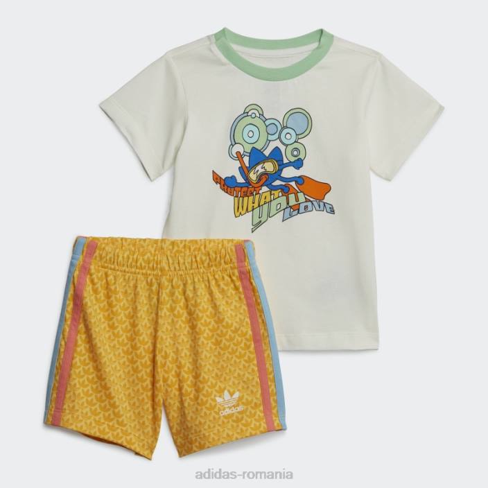 Adidas set de pantaloni scurți și tricou cu imprimeu grafic alb copii alb 2JBN18592