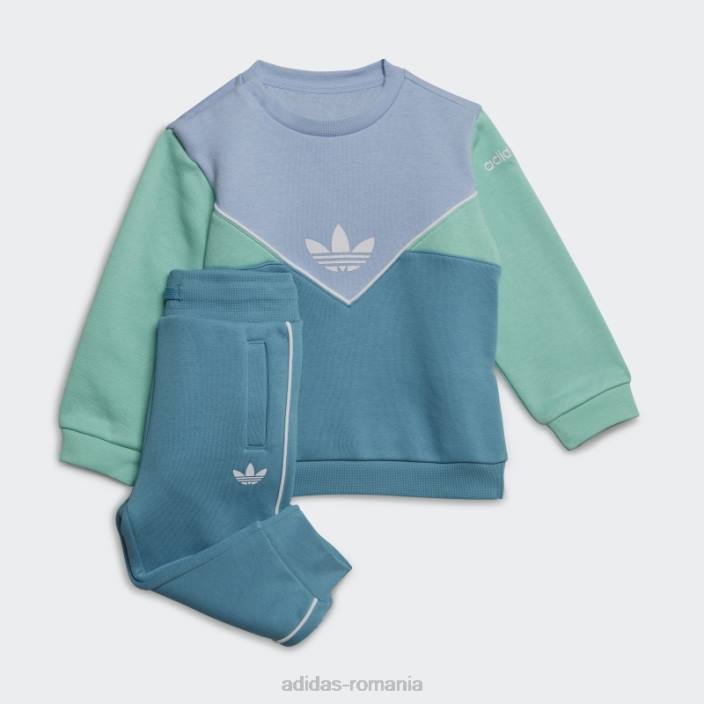 Adidas set echipaj adicolor alba albastru copii albastru zori/verde/albastru 2JBN18383