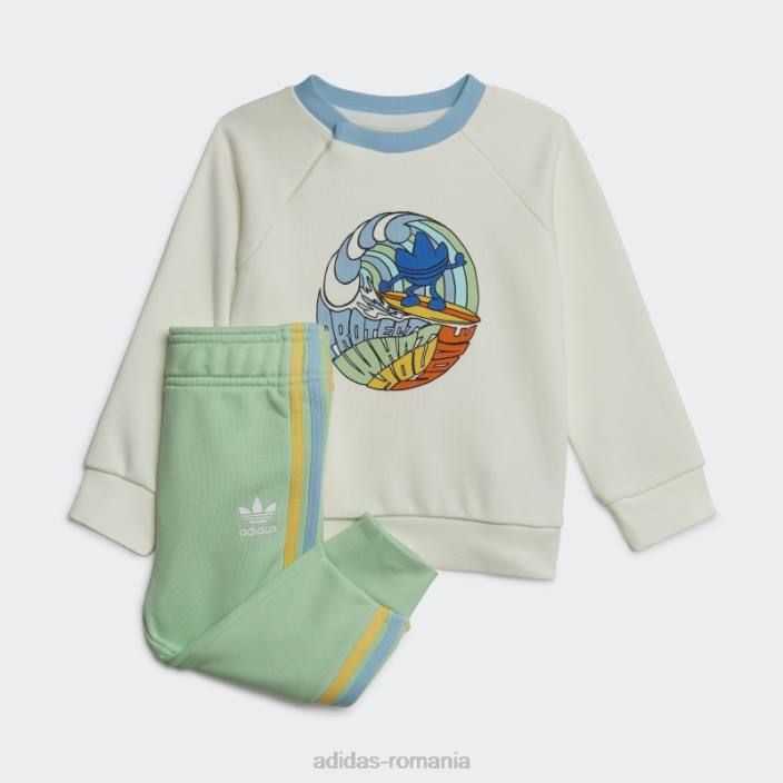 Adidas set echipaj cu imprimeu grafic alb copii alb 2JBN18388