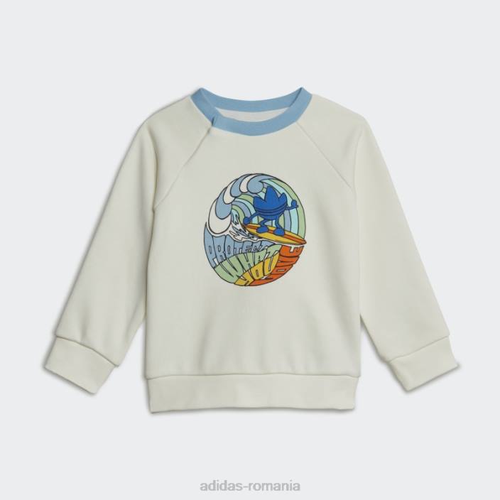 Adidas set echipaj cu imprimeu grafic alb copii alb 2JBN18388