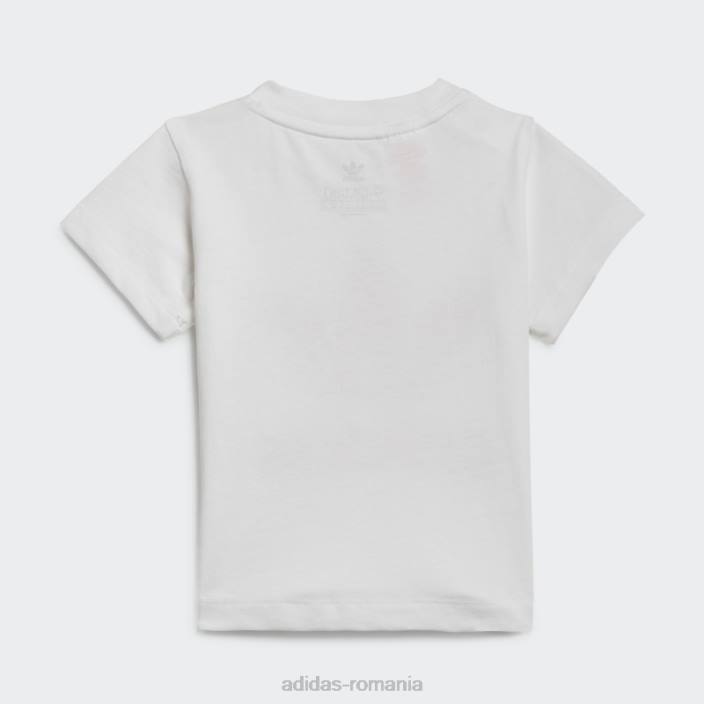 Adidas set tricou cu pantaloni scurți trefoil alb copii alb roșu 2JBN18844