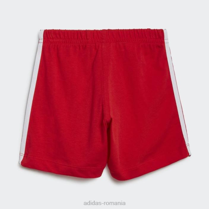 Adidas set tricou cu pantaloni scurți trefoil alb copii alb roșu 2JBN18844