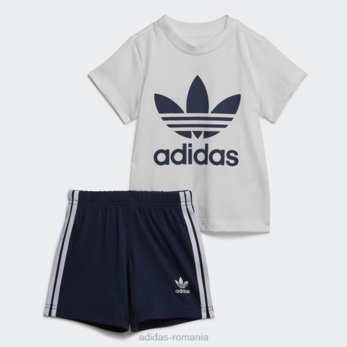 Adidas set tricou cu pantaloni scurți trifoil de noapte indigo copii noapte indigo/alb 2JBN19073