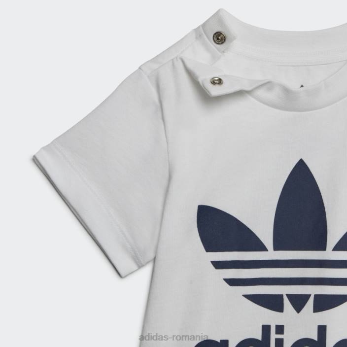 Adidas set tricou cu pantaloni scurți trifoil de noapte indigo copii noapte indigo/alb 2JBN19073