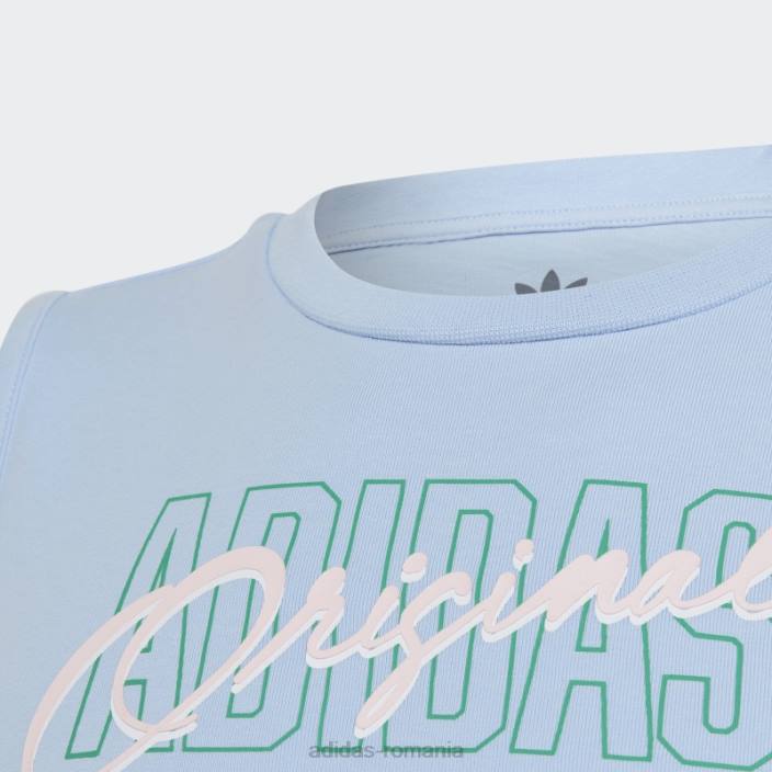Adidas top crop cu imprimeu grafic albastru zori moda copii zori albastre 2JBN19172