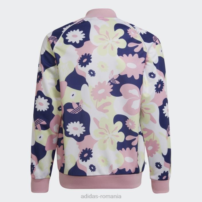 Adidas top cu traseu sst cu imprimeu floral alb copii alb/roz adevărat/lime/indigo 2JBN19291