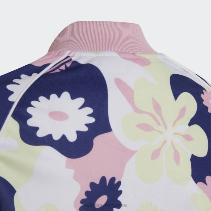 Adidas top cu traseu sst cu imprimeu floral alb copii alb/roz adevărat/lime/indigo 2JBN19291