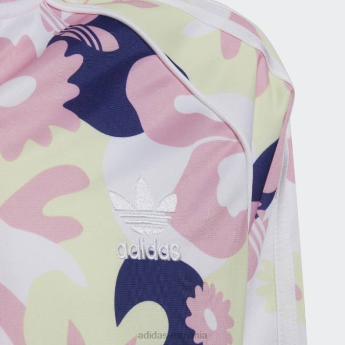 Adidas top cu traseu sst cu imprimeu floral alb copii alb/roz adevărat/lime/indigo 2JBN19291