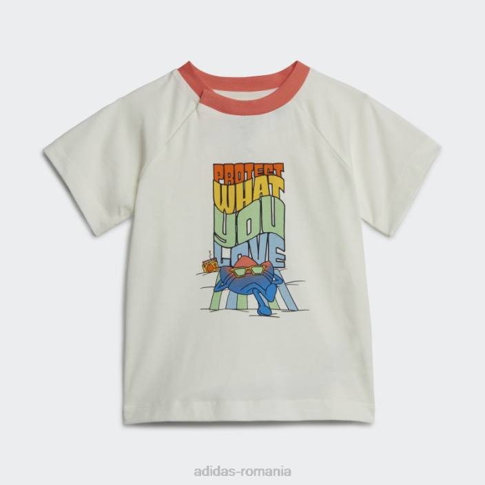 Adidas tricou alb cu imprimeu grafic copii alb 2JBN18586