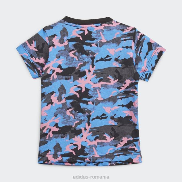 Adidas tricou camo cu imprimeu peste tot, albastru copii albastru/carbon/negru/roz 2JBN18847