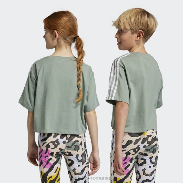 Adidas tricou crop cu imprimeu animal verde argintiu copii verde argintiu 2JBN18290