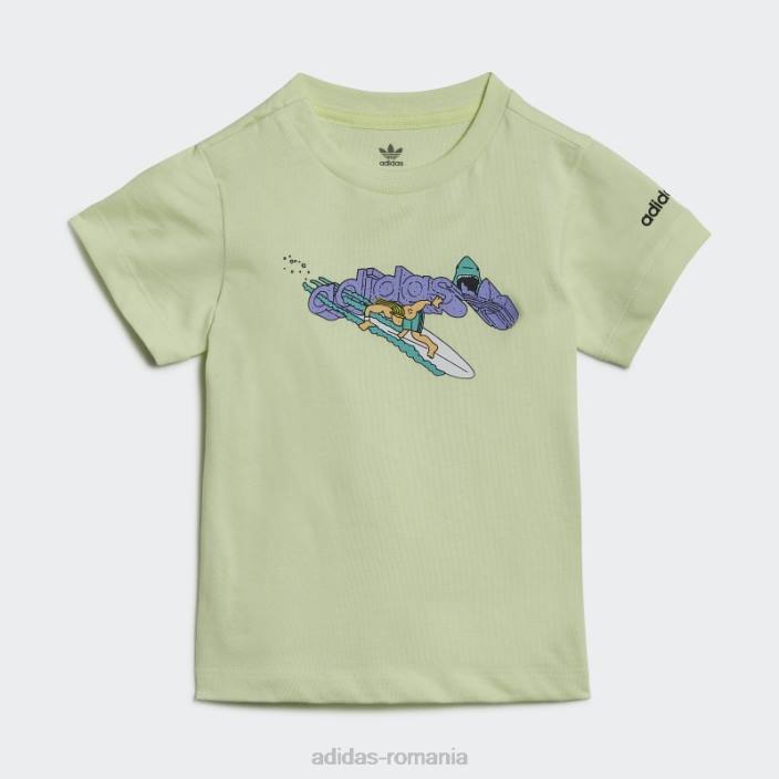 Adidas tricou de plajă cu grafic lime copii lămâie verde 2JBN18863