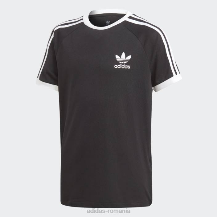 Adidas tricou negru cu 3 dungi copii alb negru 2JBN12004