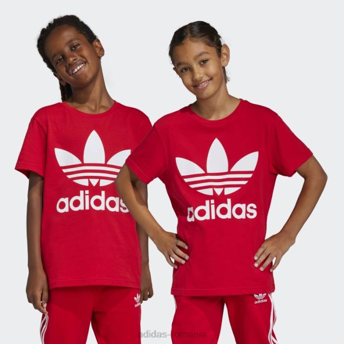 Adidas tricou trefoil de modă stacojiu copii stacojiu 2JBN18463