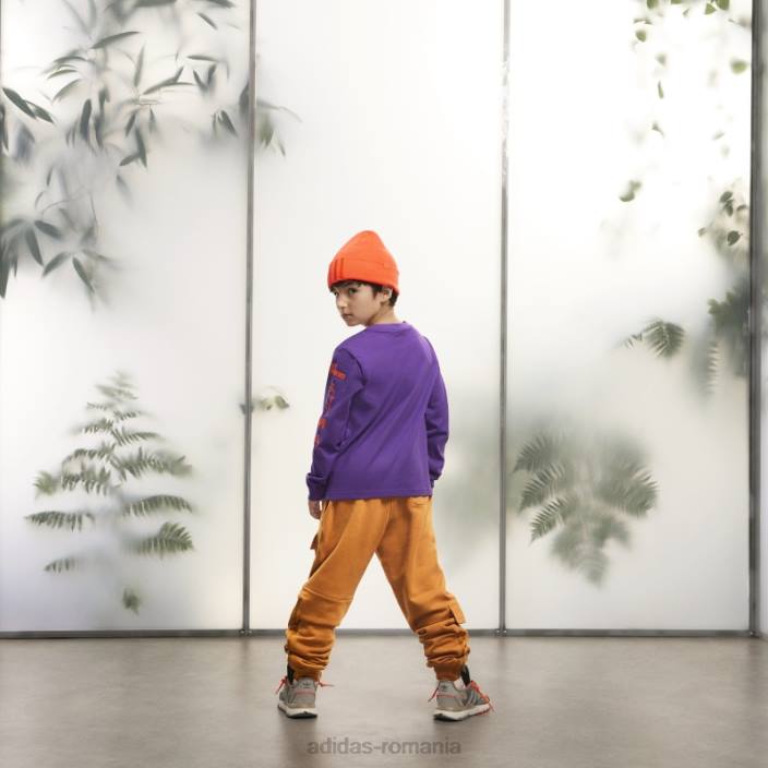 Adidas tricou grafic cu mânecă lungă violet copii Violet 2JBN19051