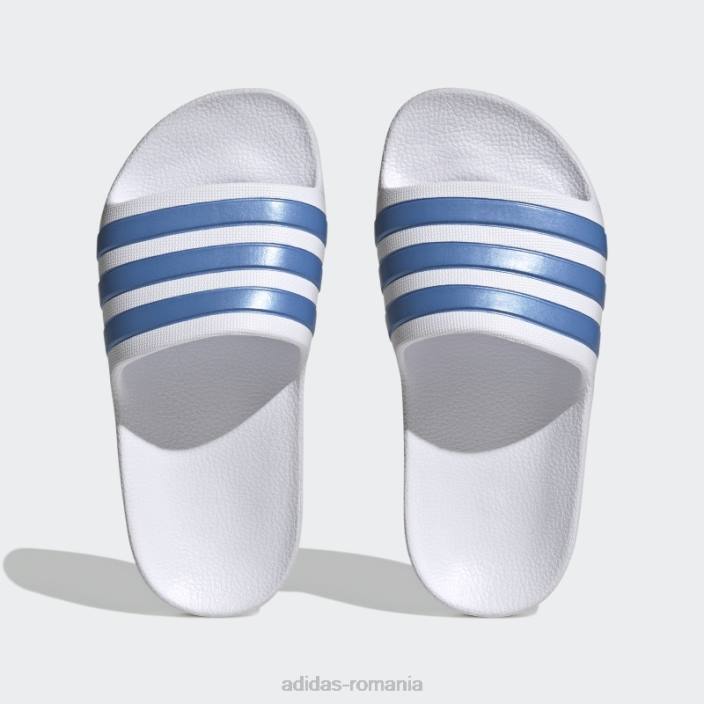 Adidas tobogane adilette aqua albastru met copii alb/albastru met 2JBN24899