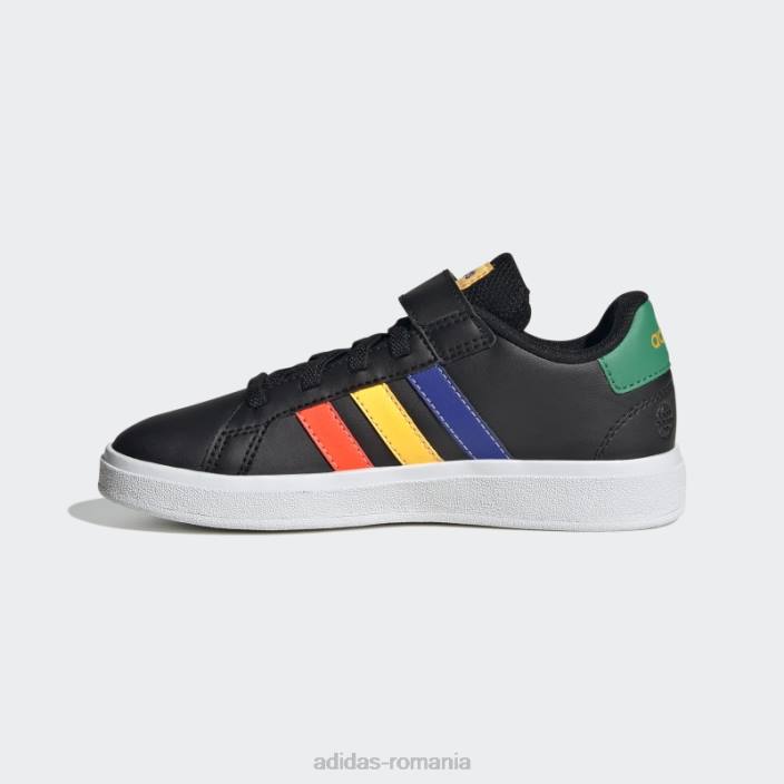 Adidas Grand Court Court din dantela elastica si pantofi cu curea superioara adidas negri copii negru/albastru/verde curte 2JBN11268