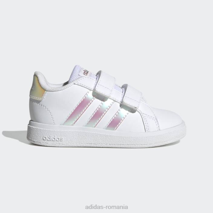 Adidas Grand Court Lifestyle Court pantofi cu cârlig și buclă albi copii alb/iridescent 2JBN17827