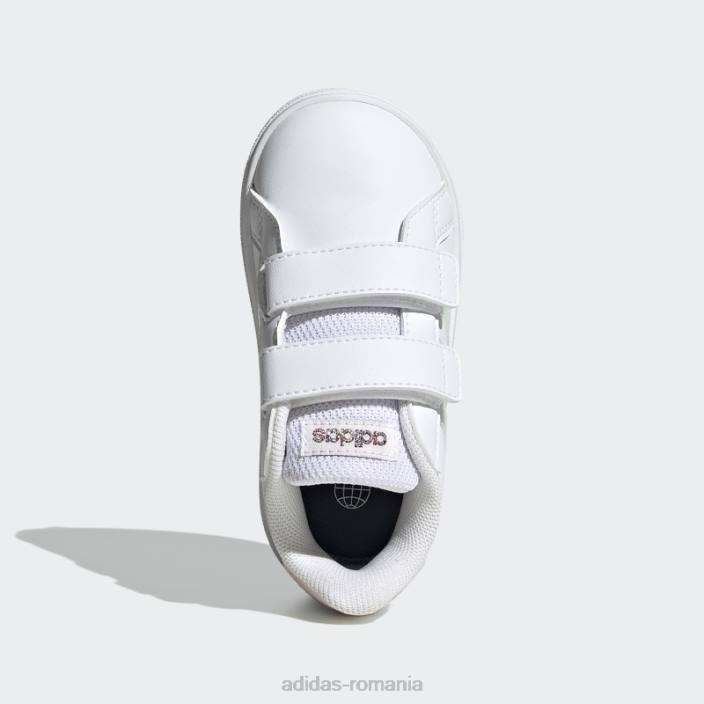 Adidas Grand Court Lifestyle Court pantofi cu cârlig și buclă albi copii alb/iridescent 2JBN17827