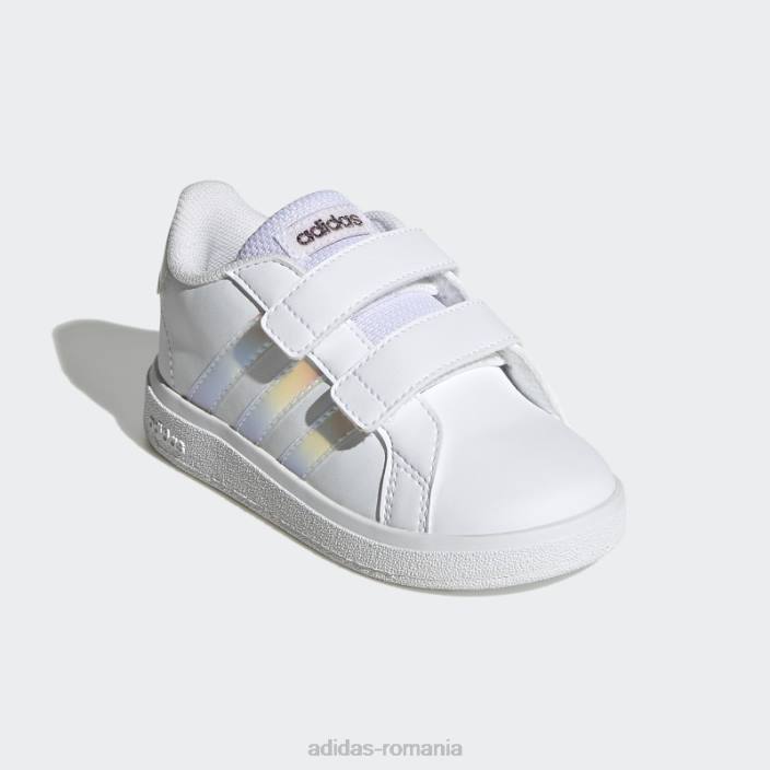 Adidas Grand Court Lifestyle Court pantofi cu cârlig și buclă albi copii alb/iridescent 2JBN17827