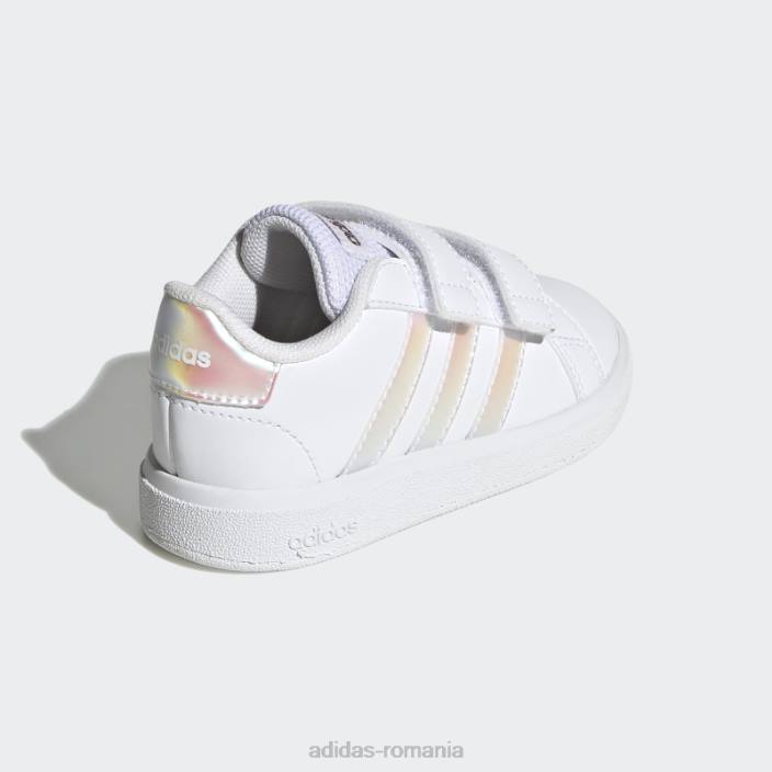 Adidas Grand Court Lifestyle Court pantofi cu cârlig și buclă albi copii alb/iridescent 2JBN17827