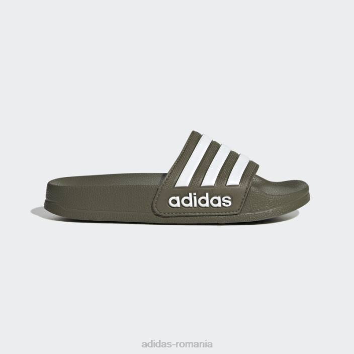 Adidas adilette dus tobogane olive copii măsliniu/alb 2JBN11149