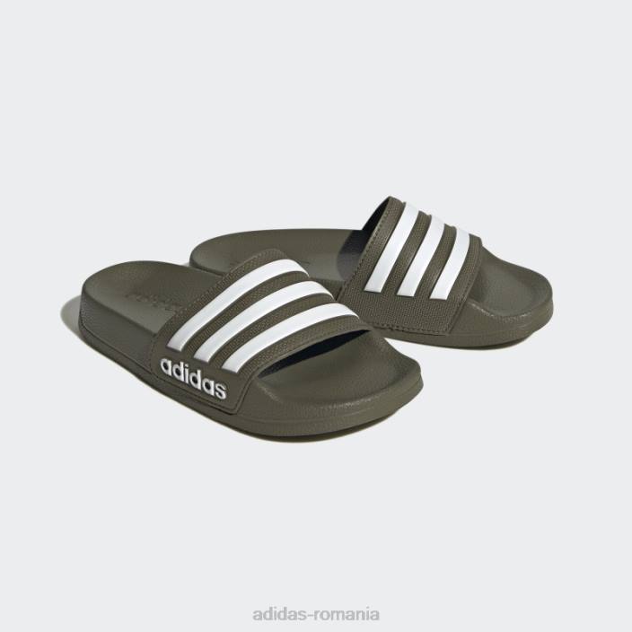 Adidas adilette dus tobogane olive copii măsliniu/alb 2JBN11149