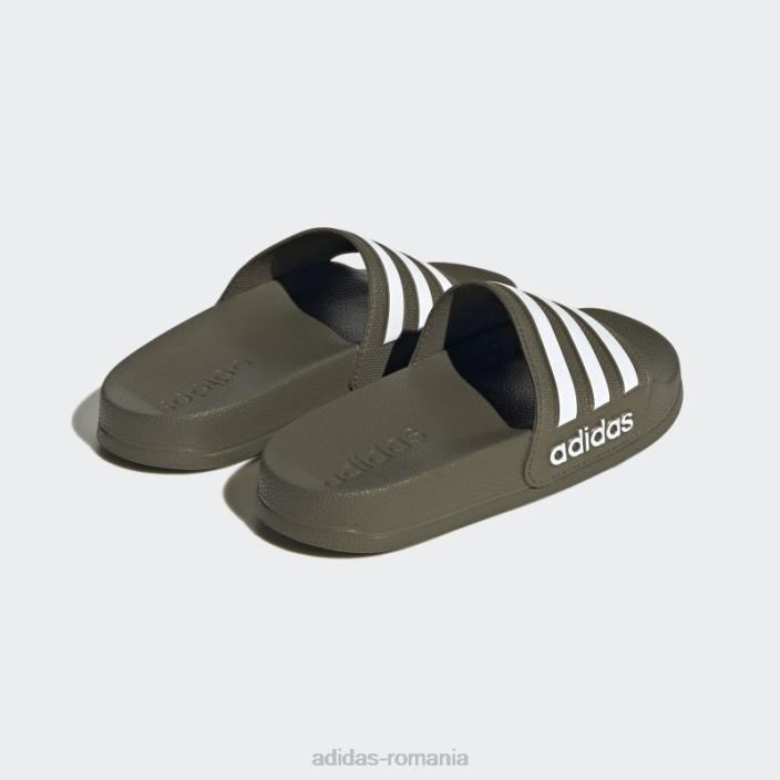 Adidas adilette dus tobogane olive copii măsliniu/alb 2JBN11149