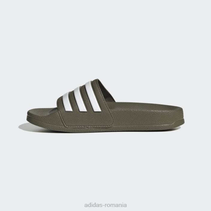 Adidas adilette dus tobogane olive copii măsliniu/alb 2JBN11149