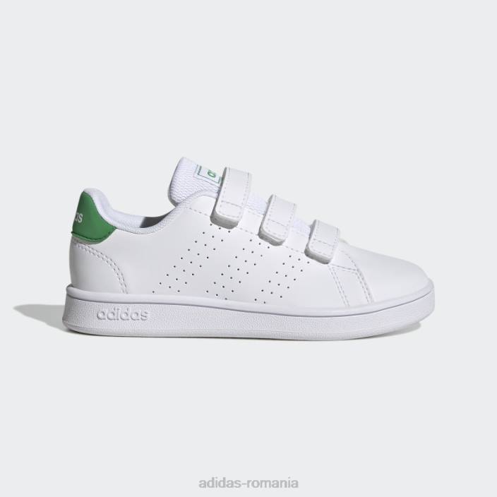 Adidas avantaj court lifestyle pantofi cu cârlig și buclă alb copii alb/verde/negru 2JBN11246