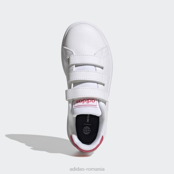 Adidas avantaj court lifestyle pantofi cu cârlig și buclă, roz real copii alb/roz real/negru 2JBN17820
