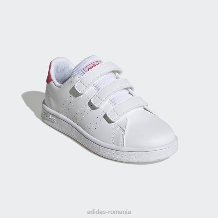 Adidas avantaj court lifestyle pantofi cu cârlig și buclă, roz real copii alb/roz real/negru 2JBN17820