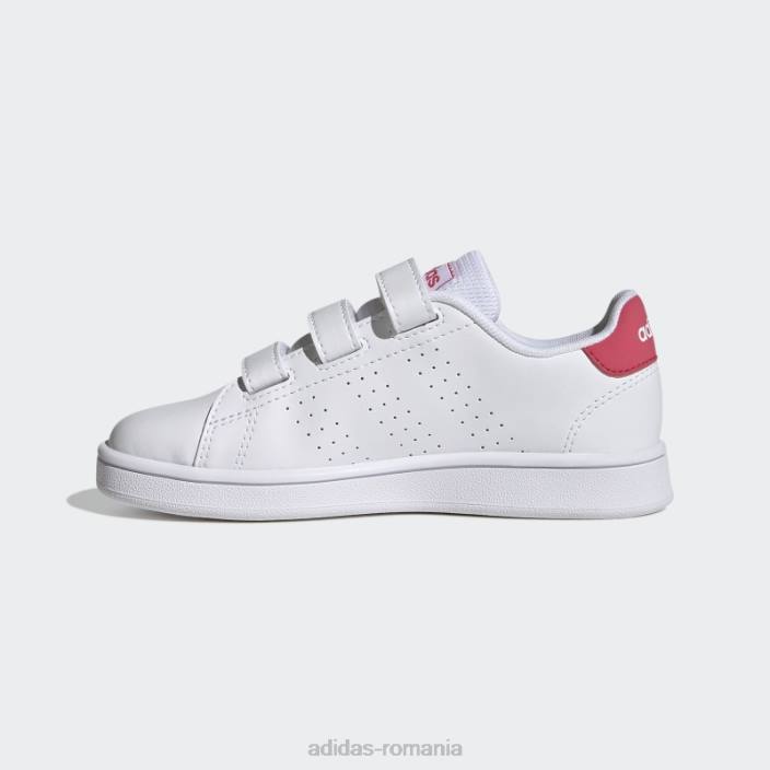 Adidas avantaj court lifestyle pantofi cu cârlig și buclă, roz real copii alb/roz real/negru 2JBN17820