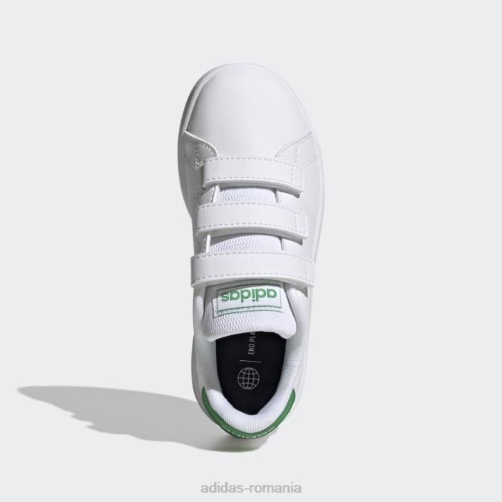 Adidas avantaj court lifestyle pantofi cu cârlig și buclă verde copii alb/verde/negru 2JBN17736