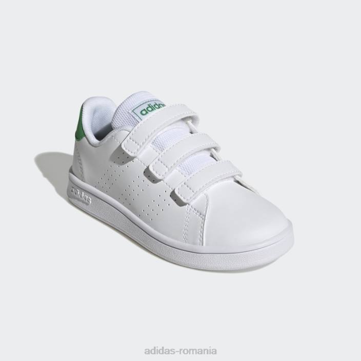 Adidas avantaj court lifestyle pantofi cu cârlig și buclă verde copii alb/verde/negru 2JBN17736