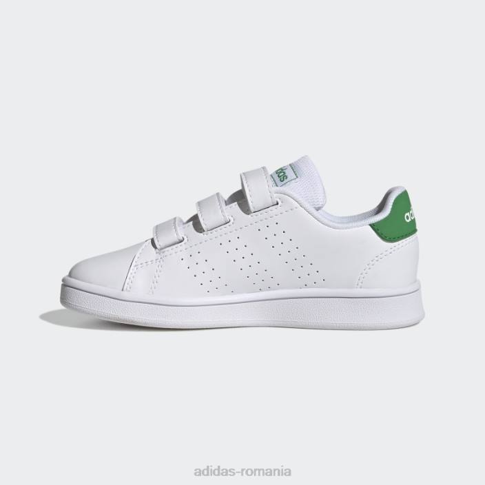 Adidas avantaj court lifestyle pantofi cu cârlig și buclă verde copii alb/verde/negru 2JBN17736