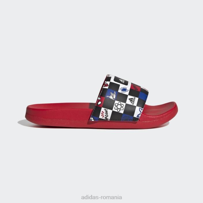 Adidas black x disney adilette comfort spider-man diapozitive fashion copii negru/alb/stacojiu 2JBN11074