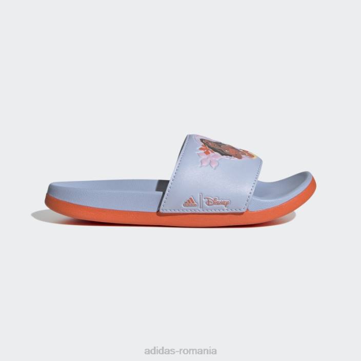 Adidas blue dawn hot x disney adilette confort moana diapozitive copii albastru zori/portocaliu 2JBN11073