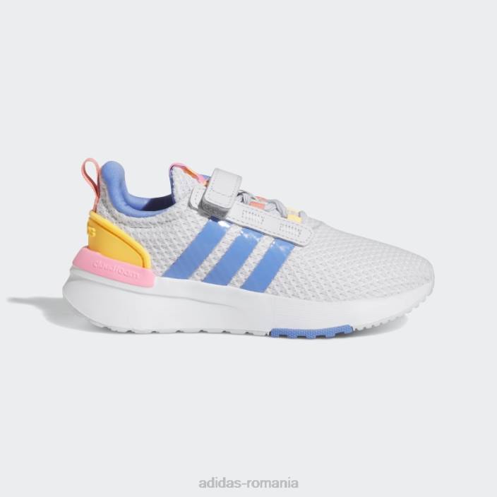 Adidas dash grey racer tr21 lifestyle alergare cu dantelă elastică și pantofi cu curea superioară adidas copii gri liniuță/alb/roz fascicul 2JBN11271