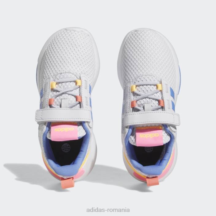 Adidas dash grey racer tr21 lifestyle alergare cu dantelă elastică și pantofi cu curea superioară adidas copii gri liniuță/alb/roz fascicul 2JBN11271