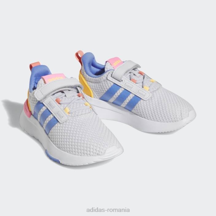 Adidas dash grey racer tr21 lifestyle alergare cu dantelă elastică și pantofi cu curea superioară adidas copii gri liniuță/alb/roz fascicul 2JBN11271