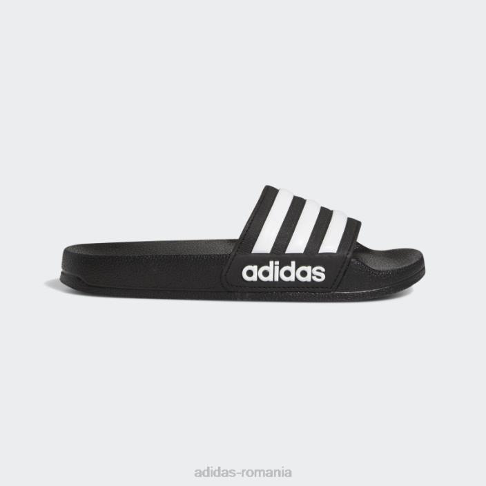 Adidas duș adilette tobogane albe copii alb negru 2JBN17656