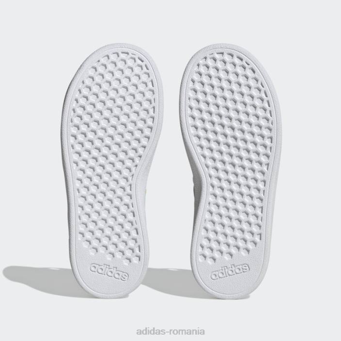 Adidas fashion beam roz grand court din dantelă elastică și pantofi cu curea superioară copii alb/mentă/roz fascicul 2JBN11396