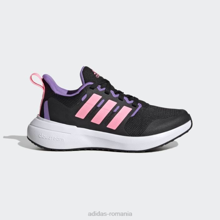 Adidas fashion violet fortarun 2.0 pantofi din dantela cloudfoam copii negru/roz fascicul/violet 2JBN17769