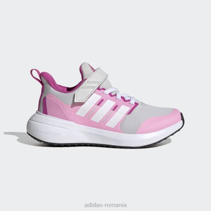 Adidas fortarun 2.0 cloudfoam pantofi cu bretele din dantela elastica gri copii gri/alb/roz fascicul 2JBN17996