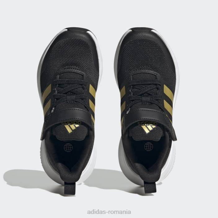 Adidas fortarun 2.0 cloudfoam pantofi cu curea din dantela elastica aurii metalizat copii negru/auriu metalic/alb 2JBN11276