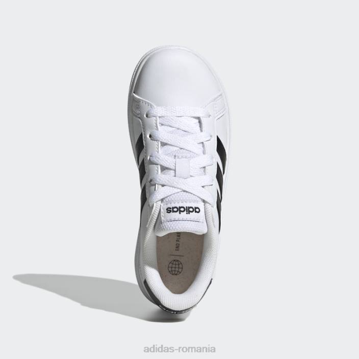 Adidas grand court lifestyle tenis pantofi cu șireturi negru fierbinte copii alb negru 2JBN17617