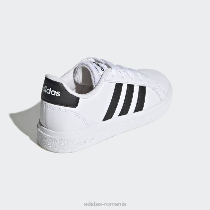 Adidas grand court lifestyle tenis pantofi cu șireturi negru fierbinte copii alb negru 2JBN17617